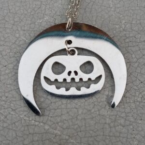 ❤️ 2/$20 Stainless Steel Pumpkin Moon Dangle Necklace NWT Style 4
